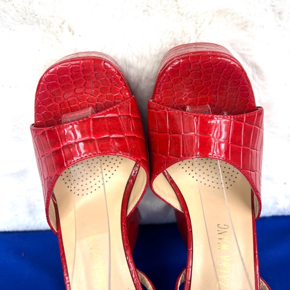 NWOT |•AZALEA WANG•| Red Croc Platform Bubble Heel Shoes Size 8 - Picture 6 of 12